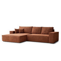 ECKSOFA Maze Kupferfarbe Chenille-Stoff - Links Seite - Schwarz/Kupferfarben, Holz/Holzwerkstoff (185/294cm) - Maison de Reve