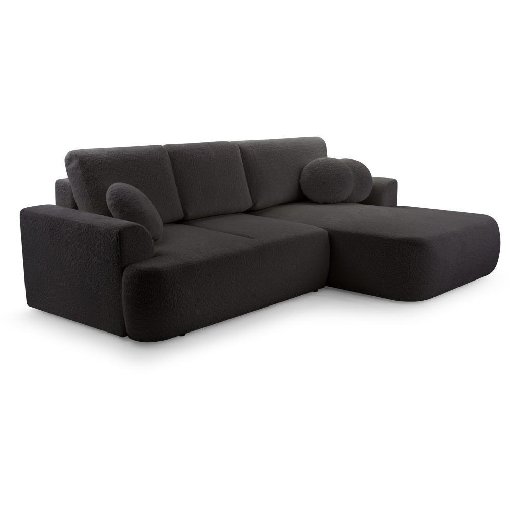 ECKSCHLAFSOFA Vento schwarz rechts - Schwarz, Textil (260/168cm) - Beautysofa