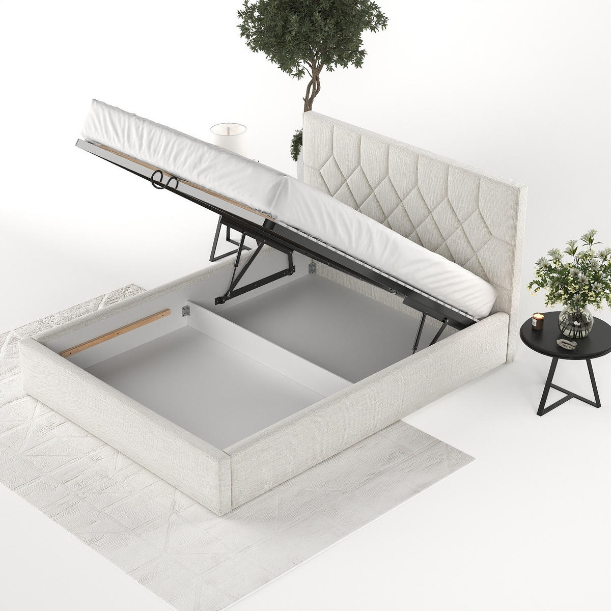 POLSTERBETT Brisa 160/200 cm Beige im Inari Stoff - Beige/Schwarz, Holz/Holzwerkstoff (160/200cm) - AltaBeds