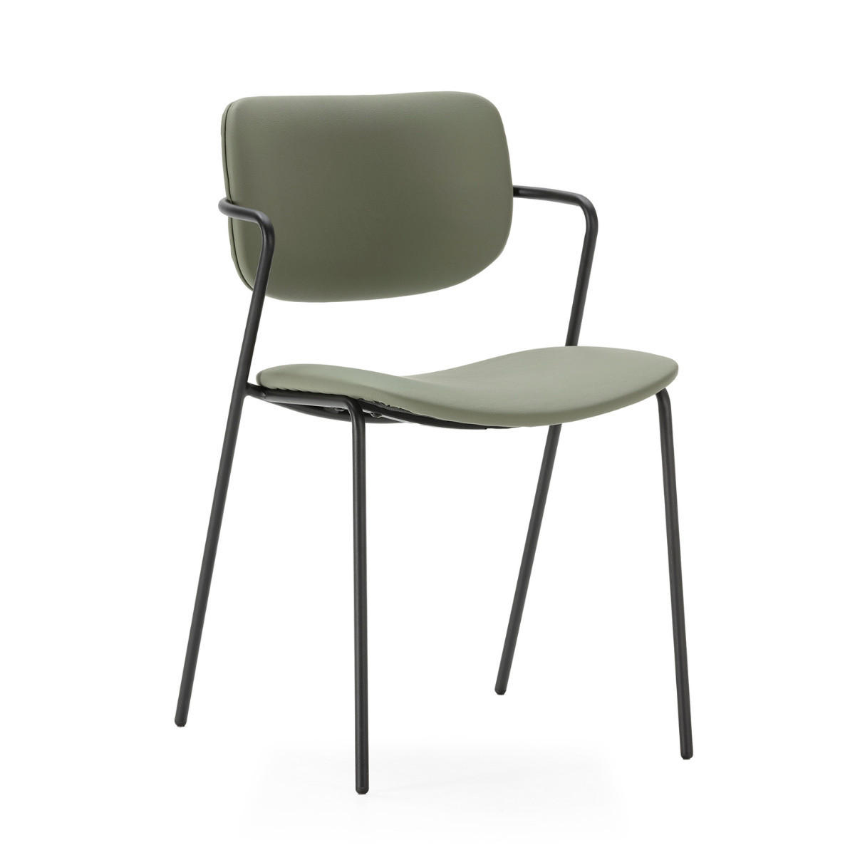 STÜHLEN (Set aus 2) mit schwarzen metallbeinen - maika 49/55/48 cm - Grün, Kunststoff (55/48/49cm) - Calicosy