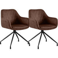 ARMLEHNENSTUHL 2 Lederlook Dunkelbraun - Dunkelbraun/Schwarz, Textil/Metall (58/81/58cm) - CLP