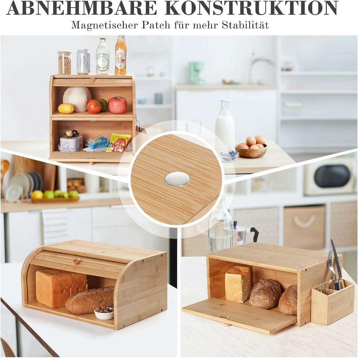 BROTKASTEN Holz Bambus 38x25x36cm - Hellbraun, Naturmaterialien (25/36/38cm)