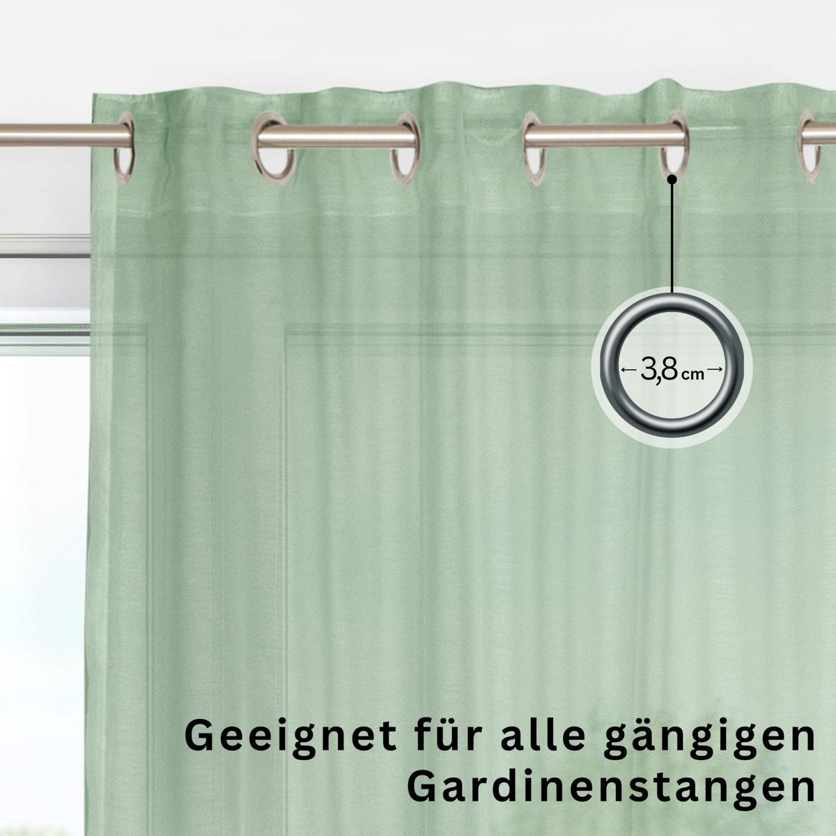 ÖSENVORHANG SOLID transparent - Grün, Textil (140/1/250cm) - Schöner Wohnen