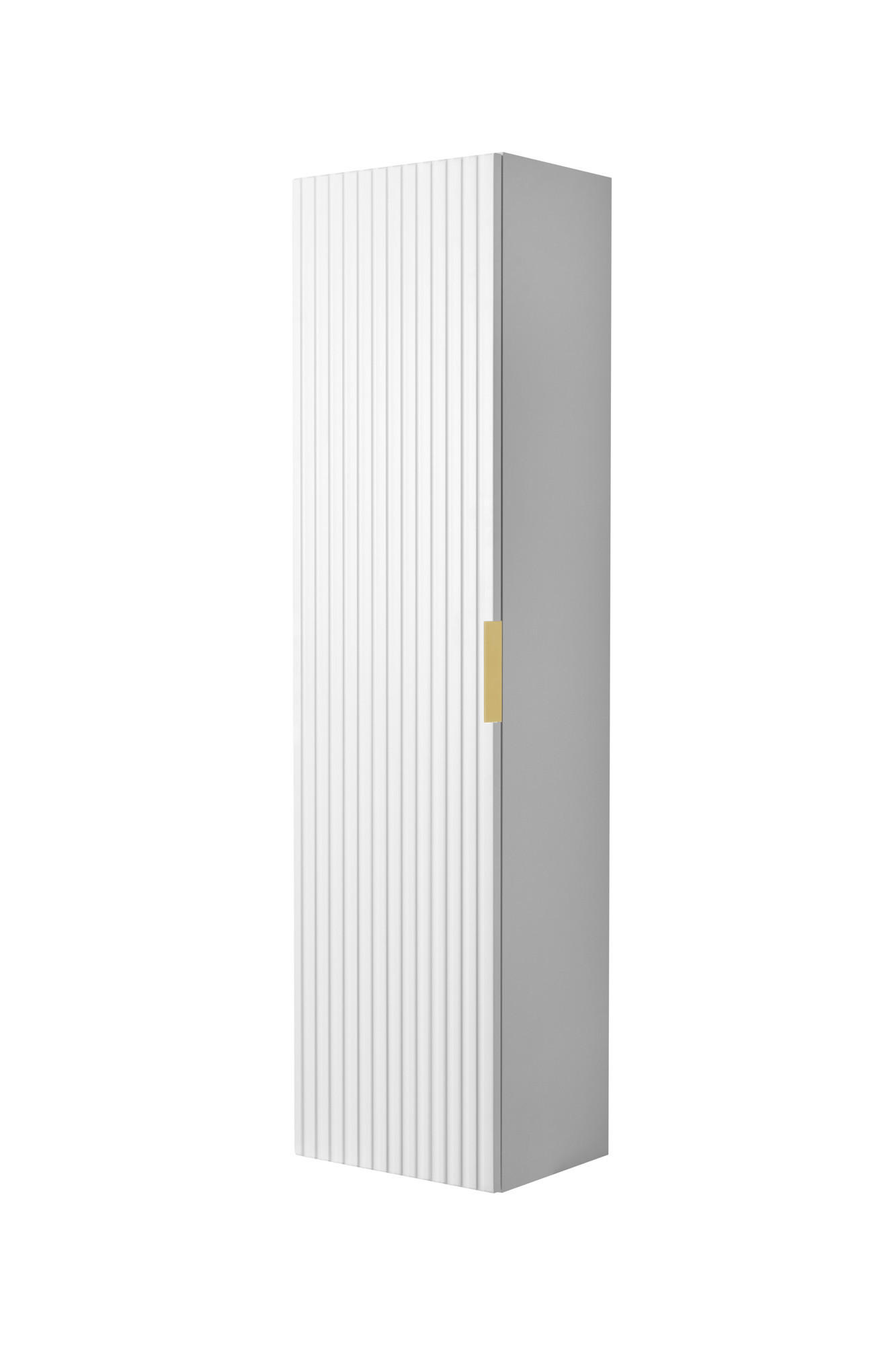 BADEZIMMERSCHRANK, Weiß, 35 x 136 x 27 cm, goldener Griff - Goldfarben/Weiß, Holzwerkstoff (35/136/27cm) - 3XE LIVING