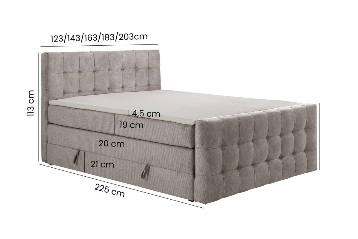 BOXSPRINGBETT IMPERIAL mit Topper und Bettkasten, Beige, 180x200 cm - Beige, Textil (180/200cm) - KS Home Concept