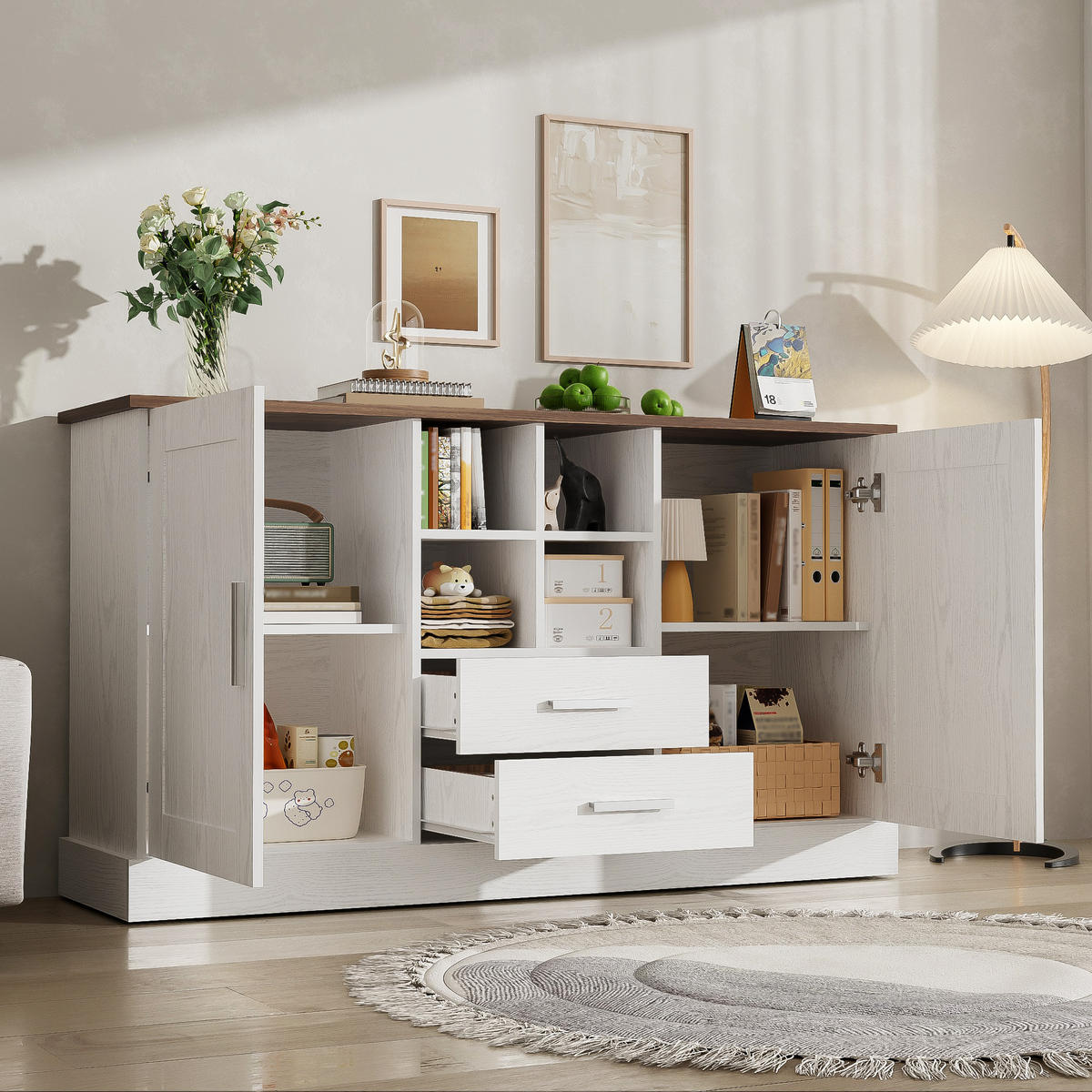 SIDEBOARD 140x40x79 cm 2 Türen 2 Schubladen - Braun, Holzwerkstoff (140/79.5/40cm) - LEBENLANG