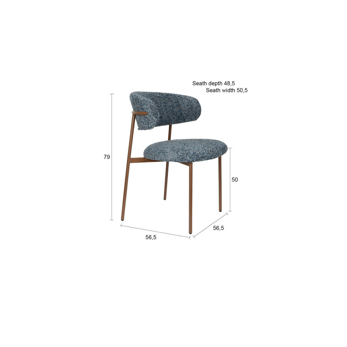 ESSZIMMERSTÜHLE Claes GemÃªleerd Blau - 2 er Set - Blau, Kunststoff (56.5/79/56.5cm) - Housecraft Living