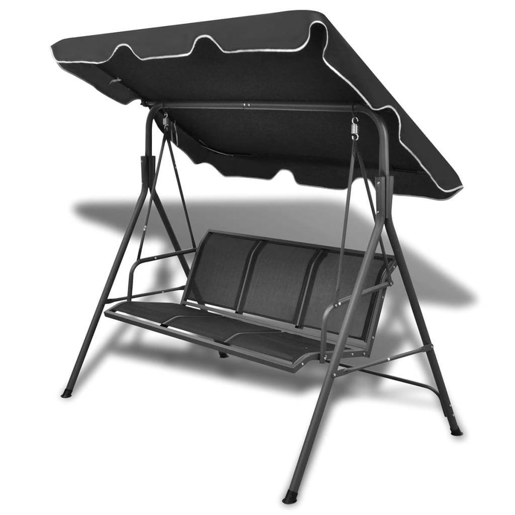 HOLLYWOODSCHAUKEL Mit Dach Schwarz - Schwarz, Metall (178/155/112cm) - vidaXL