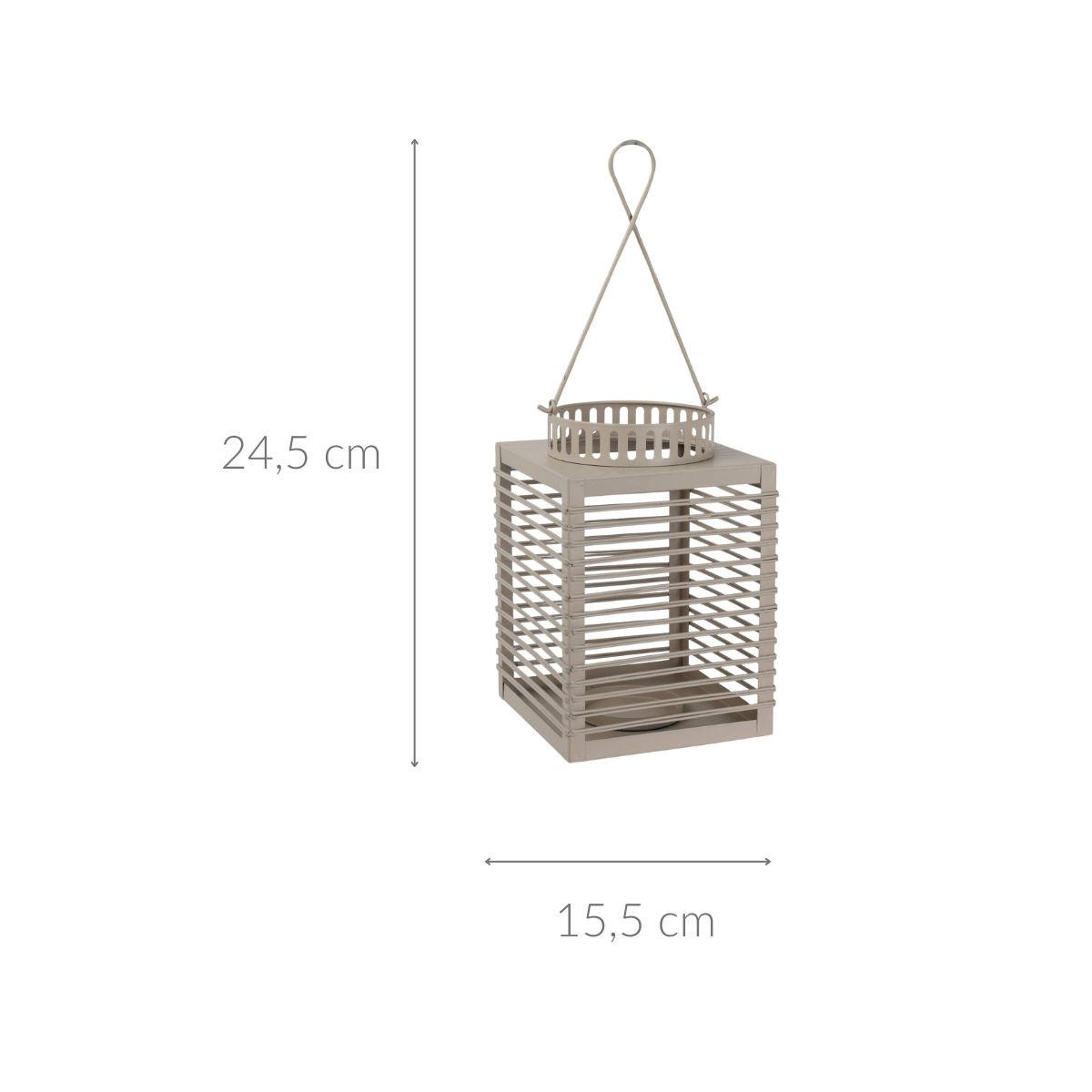 LATERNE Metall mit dekorativem Griff - Grau, Metall (15.5/24/15.5cm) - Home Styling Collection