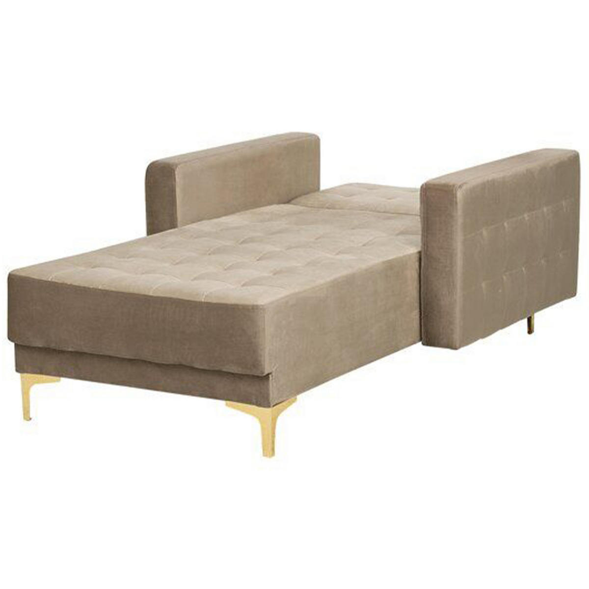 CHAISELONGUE Samtstoff sandbeige/gold Aberdeen - Beige/Goldfarben, Textil (107/83/168cm) - Beliani