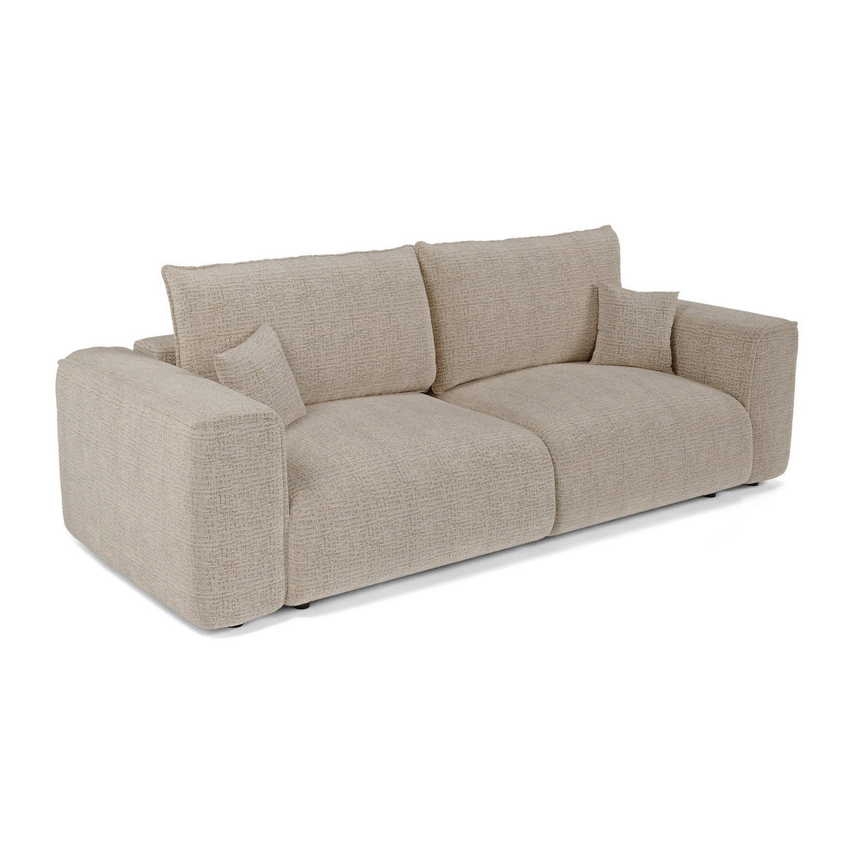 SCHLAFSOFA mit Stauraum COMO Kettgewebe mit weichem Griff Beige 254cm - Beige, Textil (254/78/95cm) - Premium Interiors