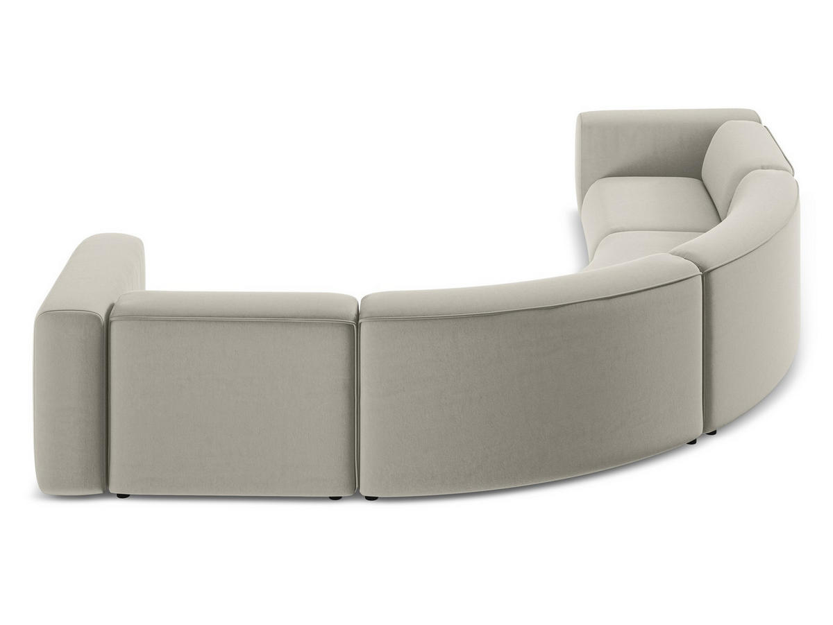 ECKSOFA Samt Stoff Creme - Perlmutt/Creme, Kunststoff/Textil (318/318cm) - Makamii