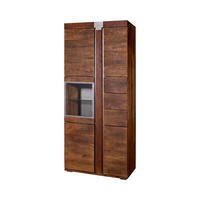 VITRINE Mango 90x45x204 braun lackiert Amsterdam #08 - Braun, Holz (90/204/45cm) - Massivmoebel24