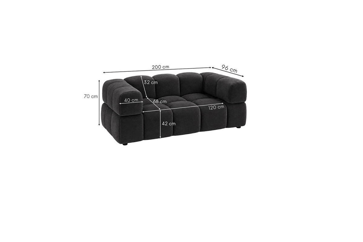 POHOVKA 2místná, velurová tkanina Bluvel, Černá, Averro - černá, dřevo (200/70/96cm) - Kaiser Möbel