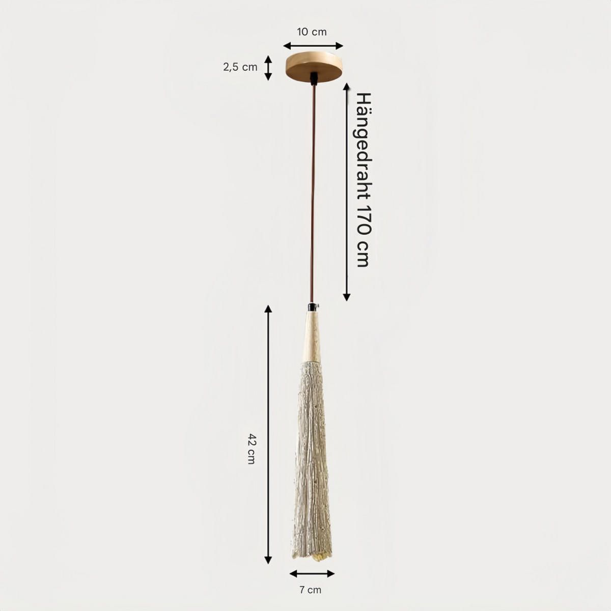 PENDELLEUCHTE Beton & Holz, Wabi Sabi 42CM - Gelb, Naturmaterialien (7/42/7cm) - Authentics