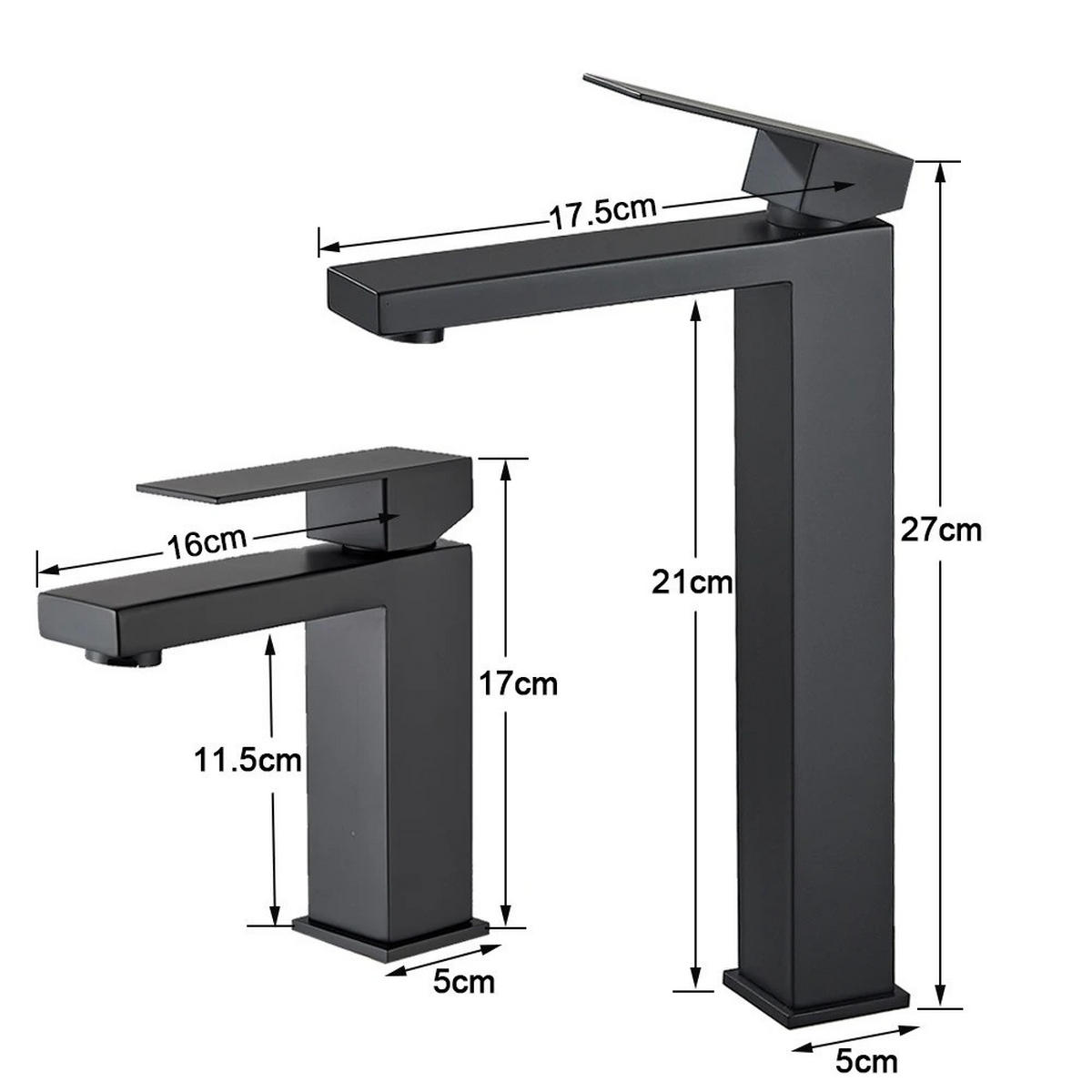 WASCHTISCHARMATUR Heißes Kaltes Wasser Mixer, Schwarz - Schwarz, Metall (16/17/5cm) - Kaket