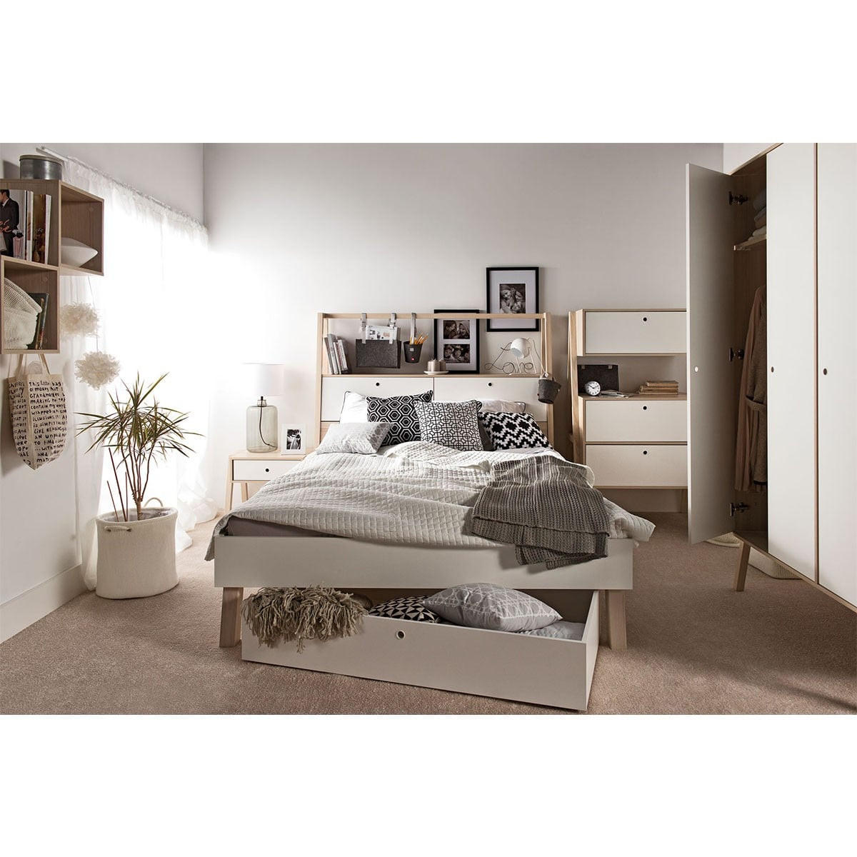 KOMMODE 2 Schubladen und 1 Klapptür - SPOT - 88/60/150 cm - Braun, Holzwerkstoff (60/150/88cm) - Calicosy