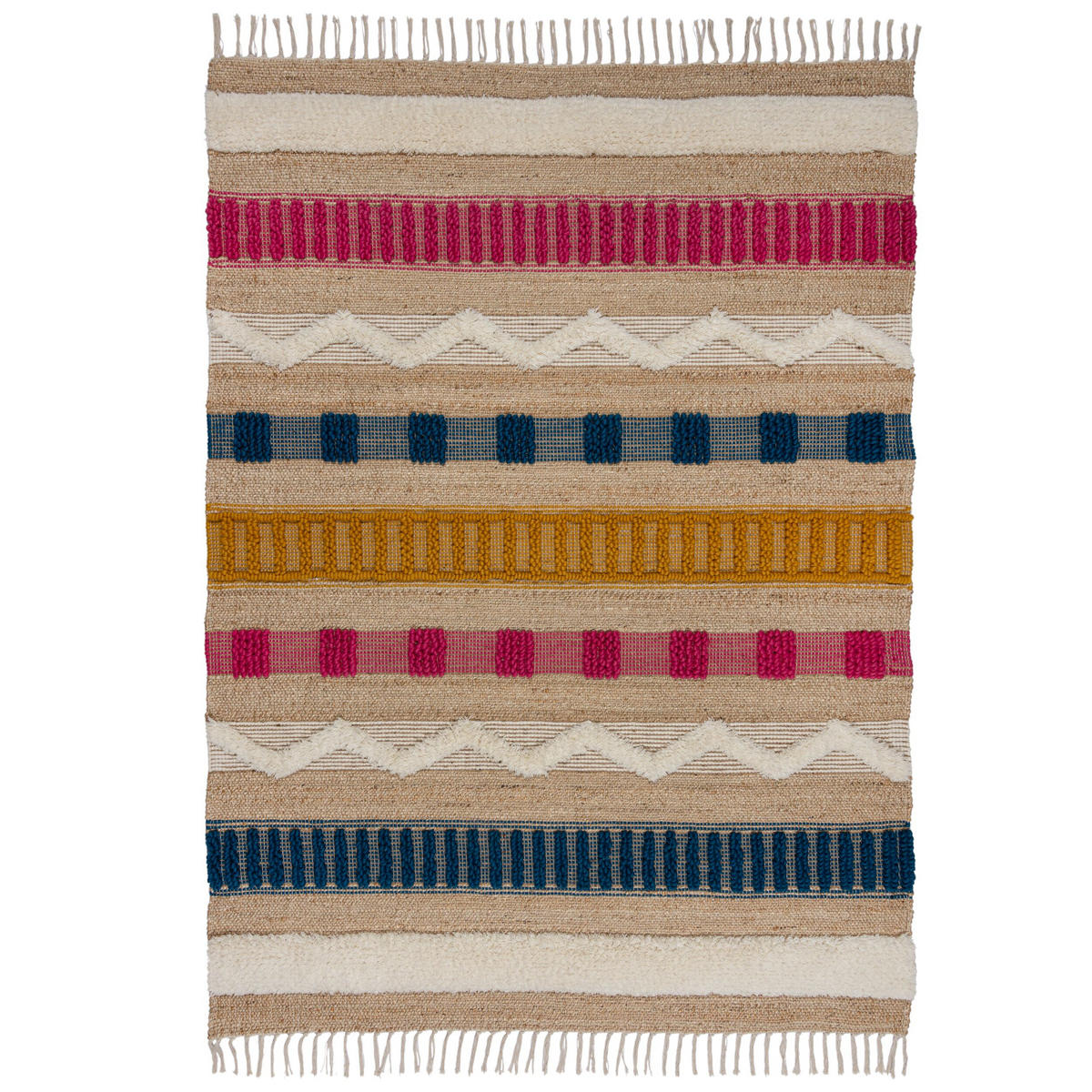 NATURTEPPICH handgewebt Jute-Wolle-Mix skandinavisch WHARFE, Multi 160x230 cm - Multicolor, Textil (160/230cm) - KADIMA DESIGN
