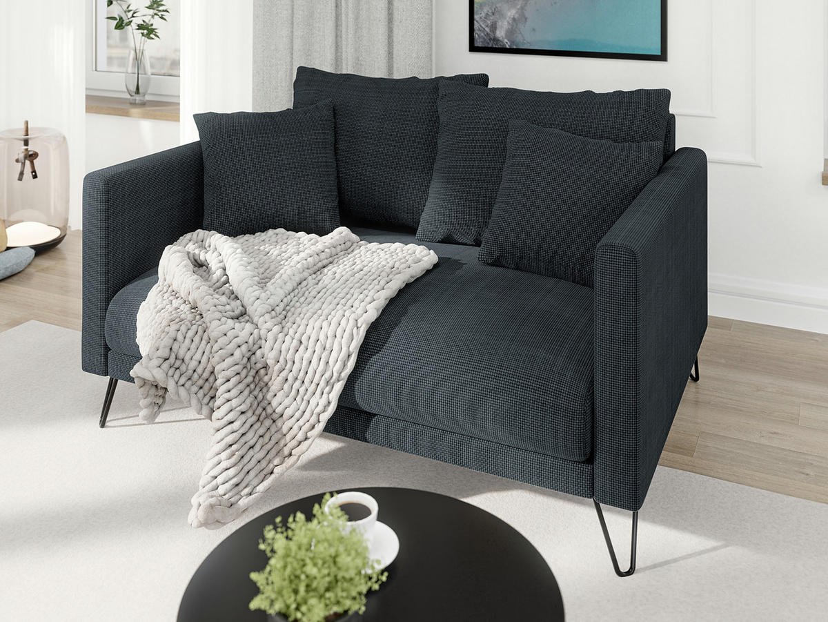 SITZGARNITUR 3+2+1 Harmony Graphit Chenille - Graphitfarben/Schwarz, Holz/Textil (200/85/100cm) - S-Style Möbel