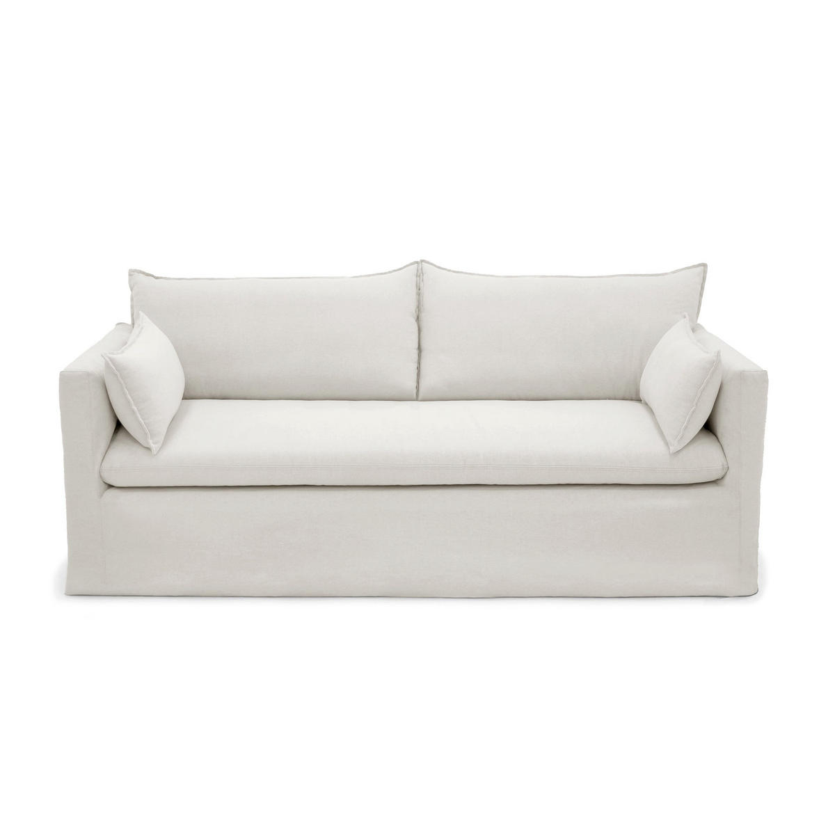 SOFA 3-SITZER Leinen und Baumwolle Weiß 206cm - Weiß, Textil (206/93/89cm) - Sia Home