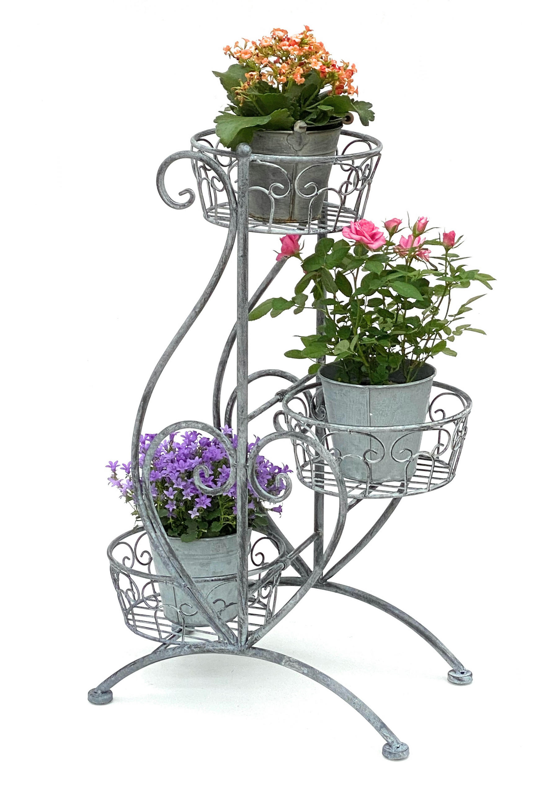 BLUMENTREPPE mit 3 Ablagen Metall Grau 75 cm 96011 - Grau, Metall (48.5/74.5/28.5cm) - DanDiBo