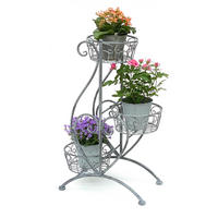 BLUMENTREPPE mit 3 Ablagen Metall Grau 75 cm 96011 - Grau, Metall (48.5/74.5/28.5cm) - DanDiBo