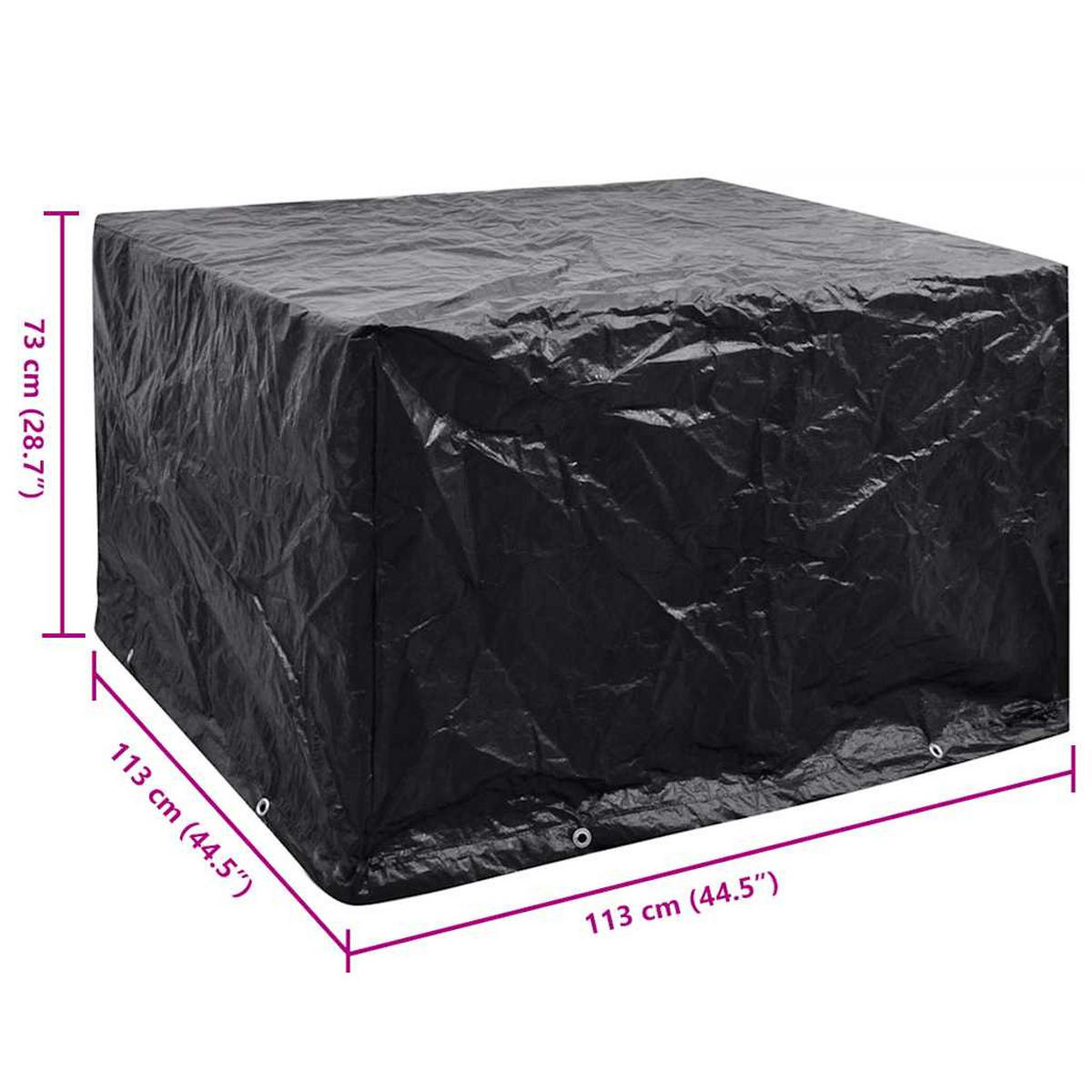 GARTENMÖBEL-ABDECKUNG 8 Ösen 113/113/73 Cm - Schwarz, Kunststoff (113/113/73cm) - vidaXL
