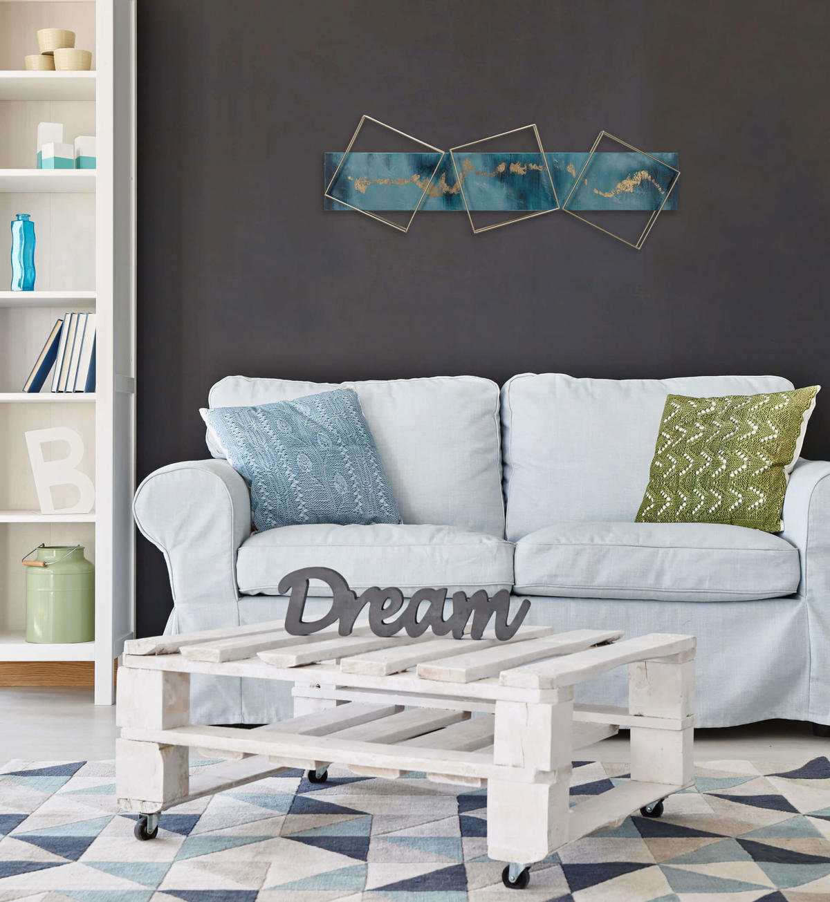 WANDDEKO Blau 120/40 cm - Blau, Metall (2.2/40/6cm) - KUNSTLOFT