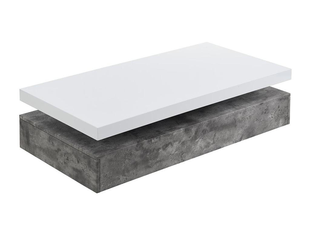 Thumbnail - Vente-Unique Couchtisch, Grau, Holz, 2 Schubladen, Rechteckig, 60x35x120 cm, Wohnzimmer, Wohnzimmertische, Couchtische