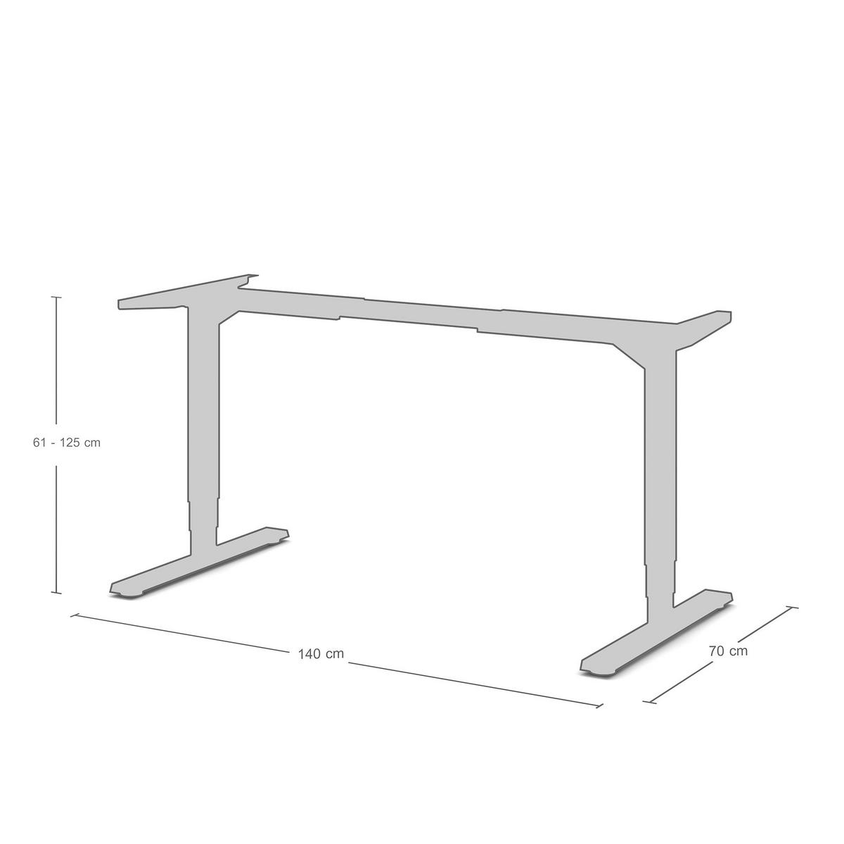 SCHREIBTISCHGESTELL Elektrisch höhenverstellbares Schreibtischgestell /62-127cm Schwarz - Schwarz, Metall (117/25/23cm) - ASSMANN
