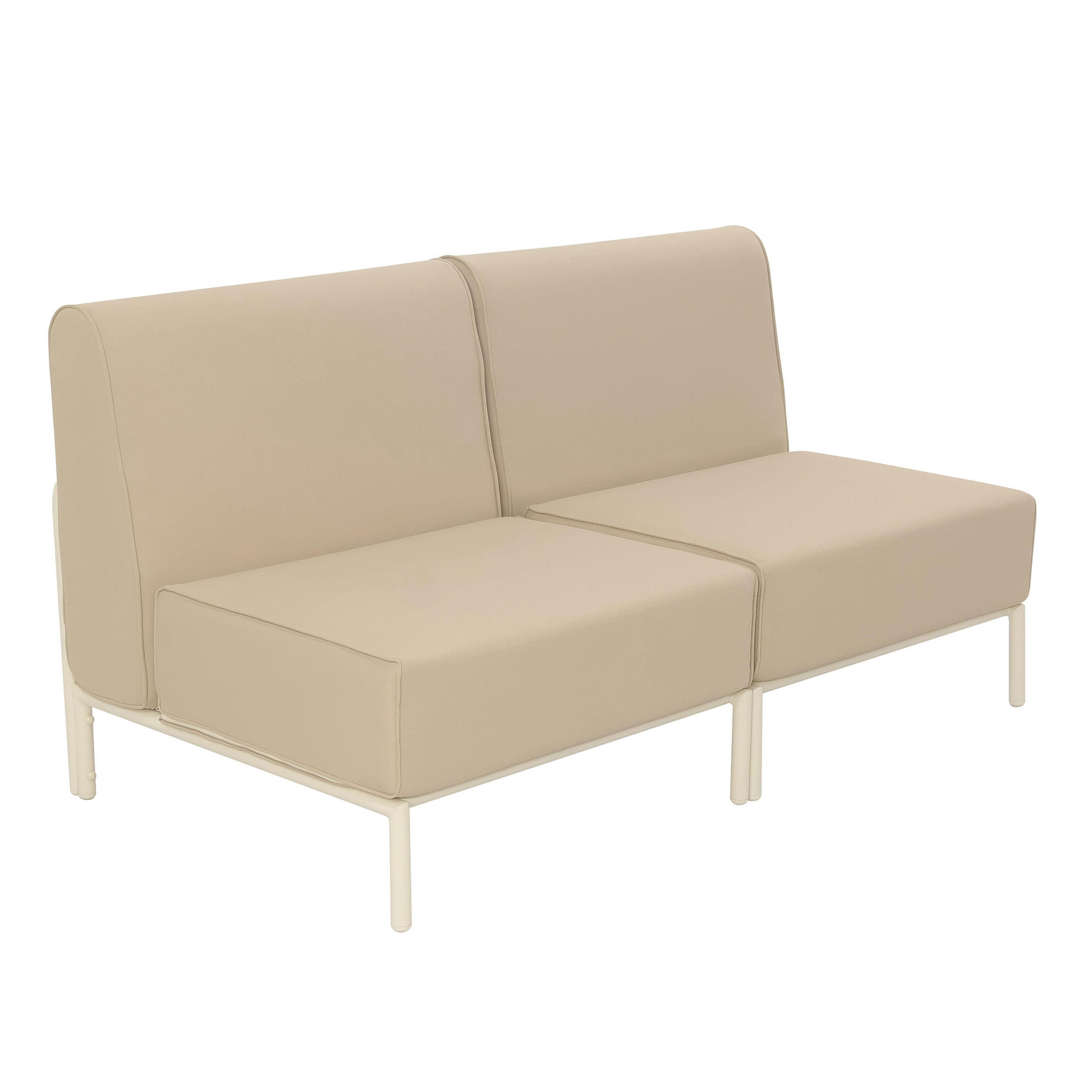 GARTENSOFA mit 2 Sitzplätzen, Beige - Beige, Textil (80/78/144cm) - Oviala