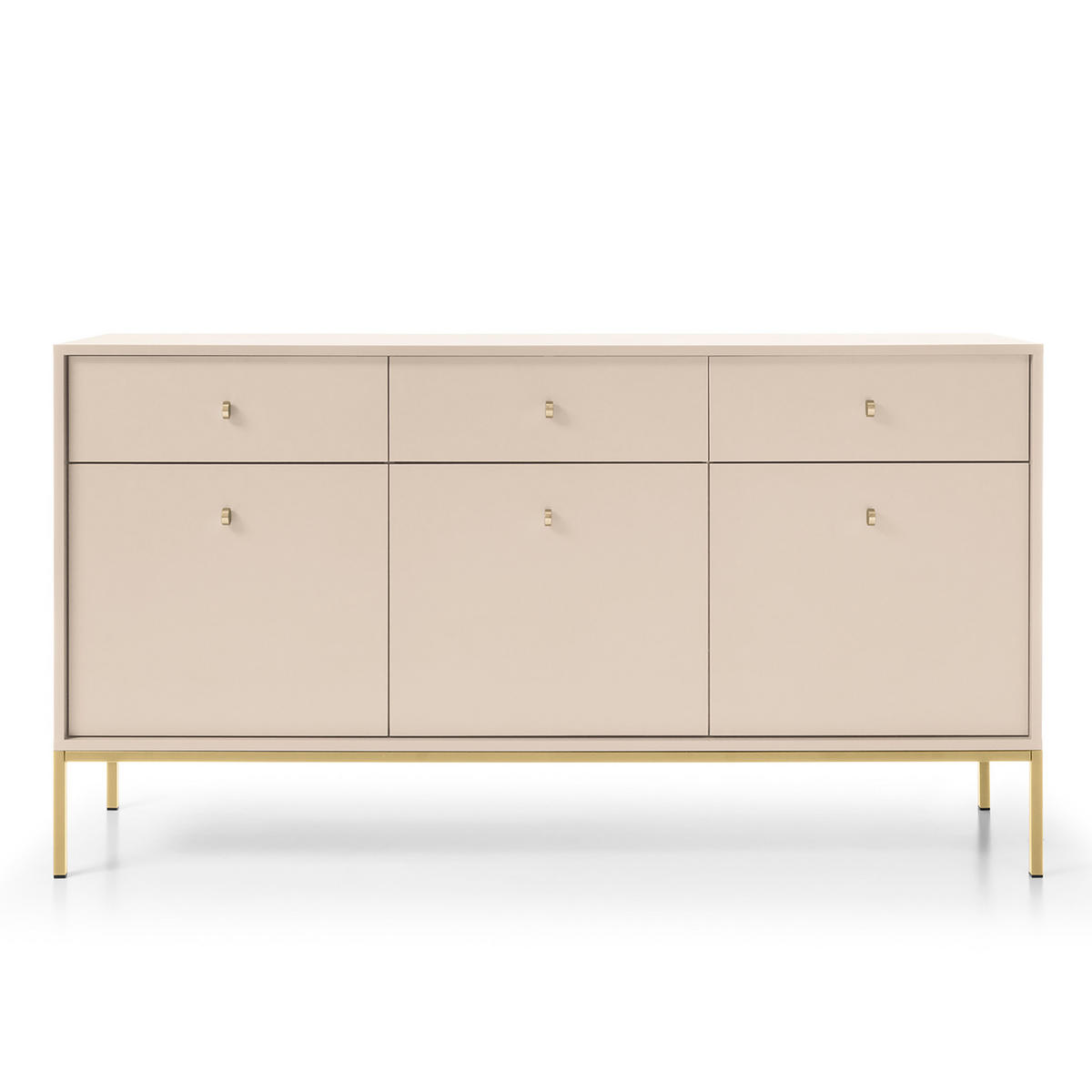 SIDEBOARD MONDO 154/83/39 cm mit 3 Schubladen 3 Türen Beige - Beige/Goldfarben, Holzwerkstoff (154/83/39cm) - MASSENO