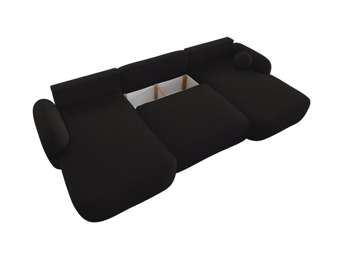 WOHNLANDSCHAFT MOLLY U TERRA FROTTE 14 mit Schlaffunktion - Schwarz, Textil (366/94/175cm) - Bedante