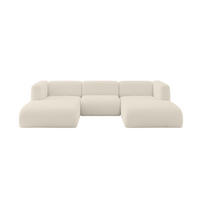 WOHNLANDSCHAFT MIRA-U1 317x179x70 Beige Bouclé - Kaschmir/Beige, Holzwerkstoff/Kunststoff (317/70/179cm) - ALTDECOR
