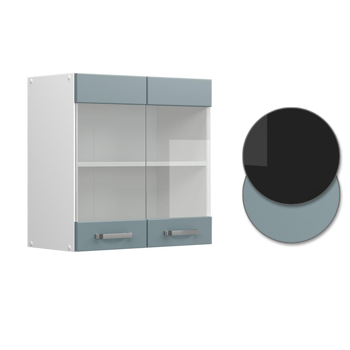KÜCHENGLASSCHRANK R-Line Blau-Grau 60 cm - Blaugrau/Weiß, Holzwerkstoff (60/60/31cm) - Vicco
