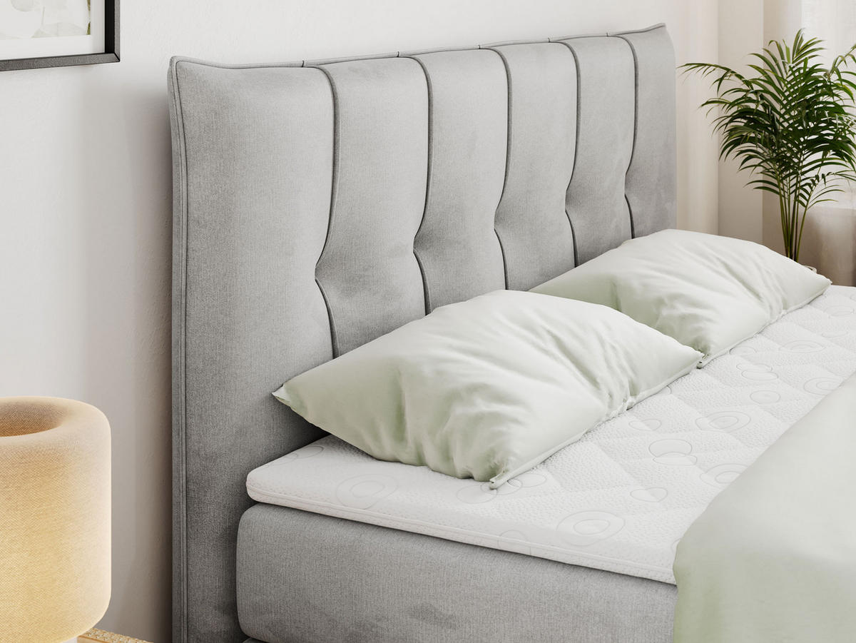BOXSPRINGBETT PREMIUM 11 KING 180/200 Hellgrau Velvet - H4 - Hellgrau, Holz/Textil (180/200cm) - MKS