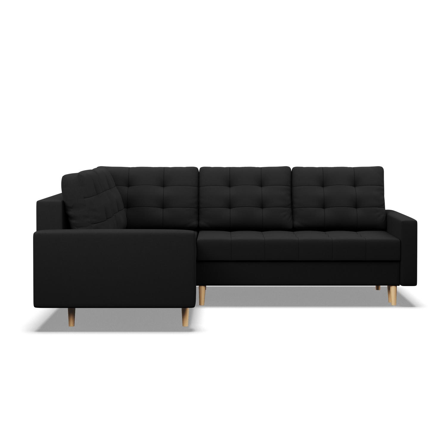 ECKSOFA LINKS MIT SCHLAFFUNKTION ELMA, Schwarz - Schwarz, Textil (223/172cm) - Mebligo