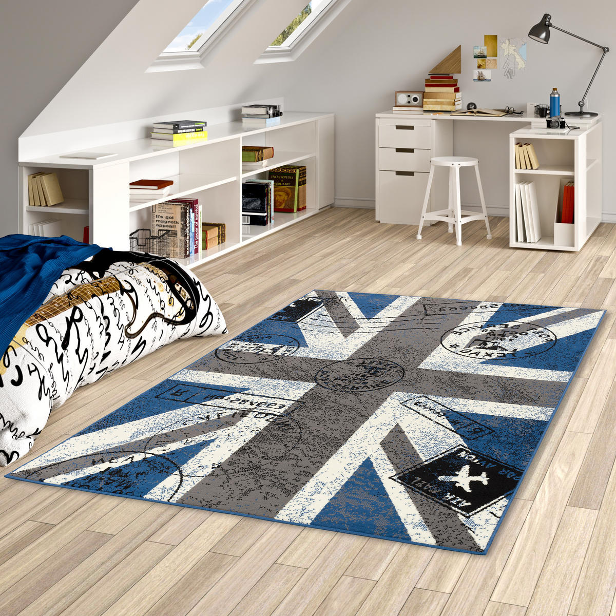 TEPPICH TRENDLINE UNION JACK - Blau/Grau, Textil (140/200cm) - Pergamon