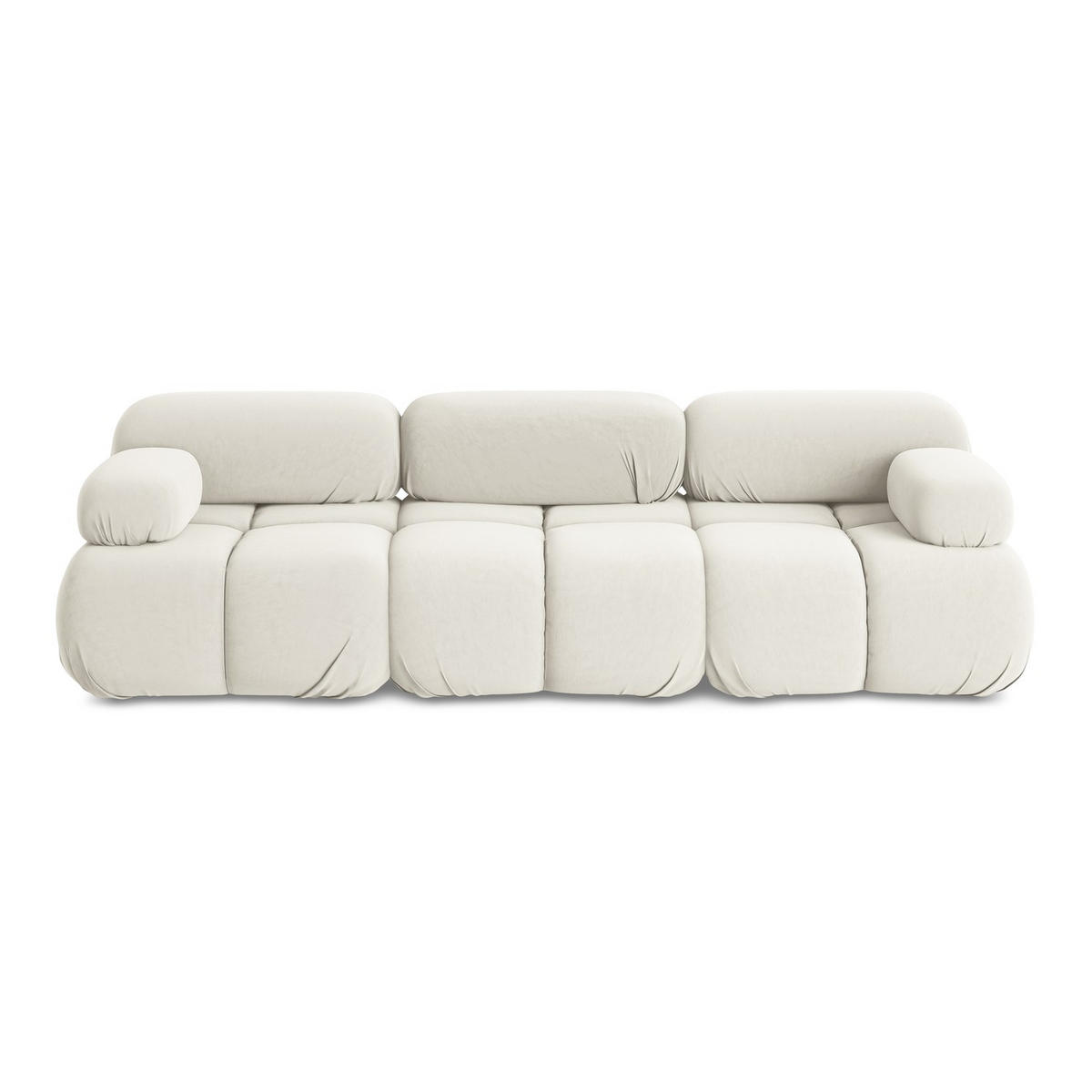 3-SITZER SOFA Samt Stoff Beige - Beige/Creme, Kunststoff/Textil (285/70/96cm) - LaMiaSofa