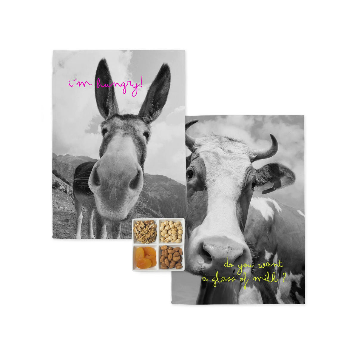 GESCHIRRTUCH (2 tlg) farm 70x50 cm mehrfarbig - Multicolor, Textil (70/50cm) - Happy Friday