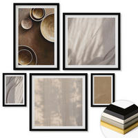 WANDBILDER 5er-Set - 50x50 cm & 20x30 cm & 40x60 cm Schwarzer Rahmen - Strukturen, Texturen, Minimalismus - Schwarz, Kunststoff (40/60cm) - ArtPrintCave