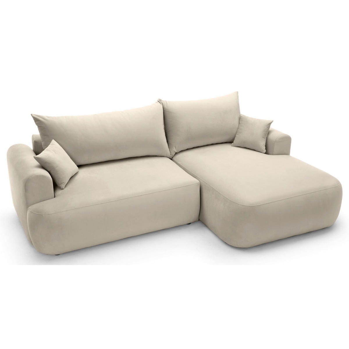 ECKSOFA Ovo Hellbeige mit wasserabweisendem Samtbezug - Ecru/Schwarz, Kunststoff/Textil (260/165cm) - Selsey