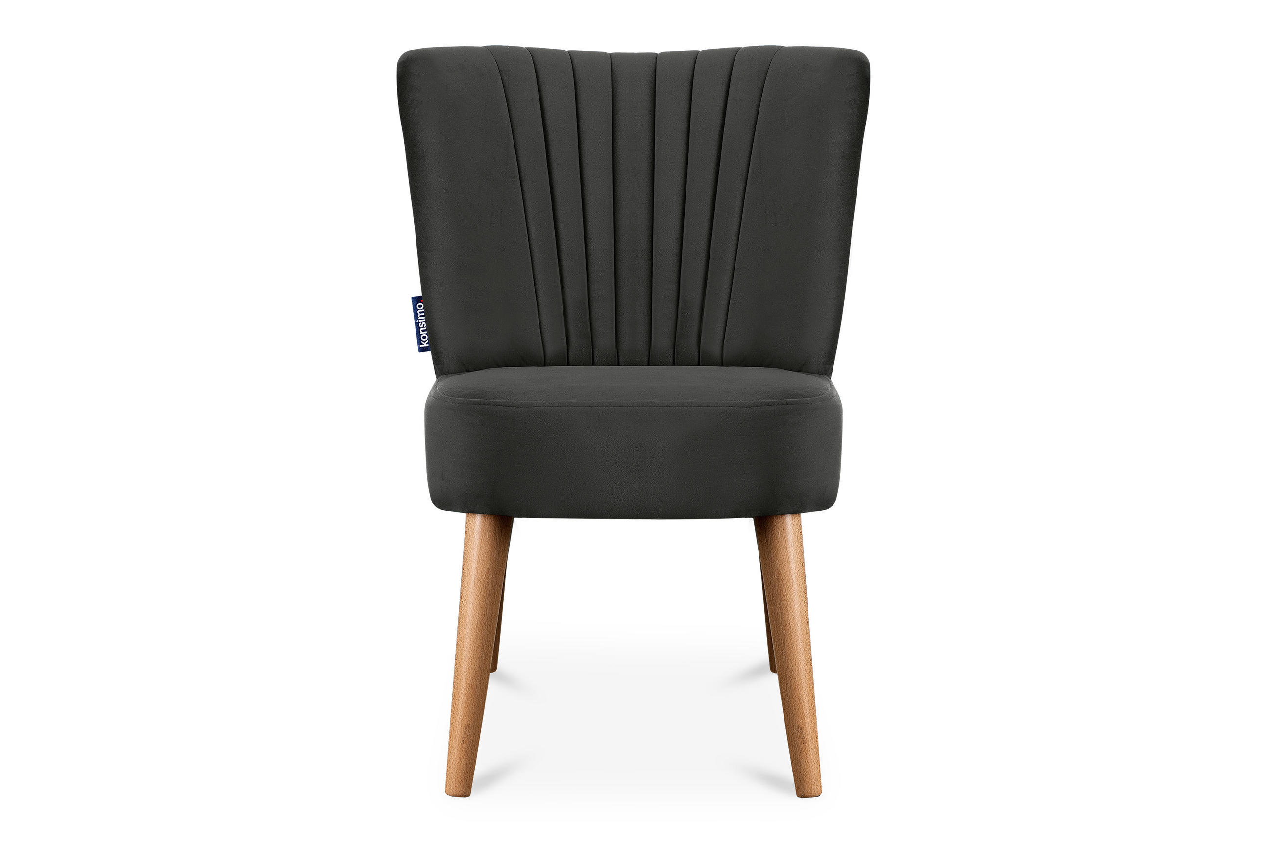 COCKTAILSESSEL DUCO auf hohen Beinen, Graphit/Eiche - Eichefarben/Graphitfarben, Holz/Textil (63/89/65cm) - KONSIMO®