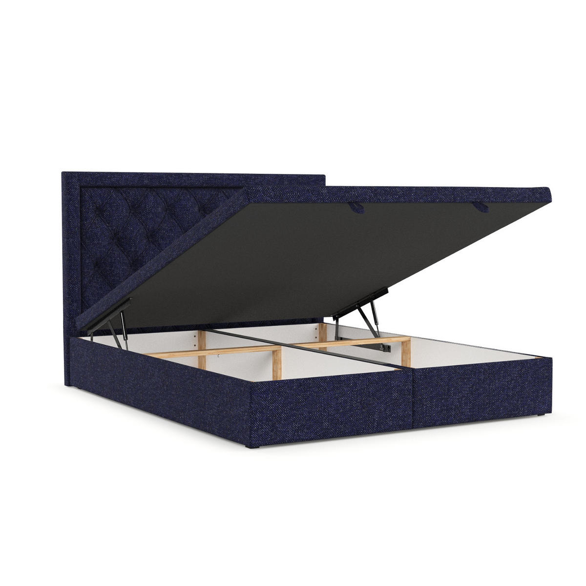POLSTERBETT Nicobar mit Stauraum 160/200 cm Marineblau im Alta Stoff - Schwarz/Dunkelblau, Holz/Holzwerkstoff (160/200cm) - AltaBeds