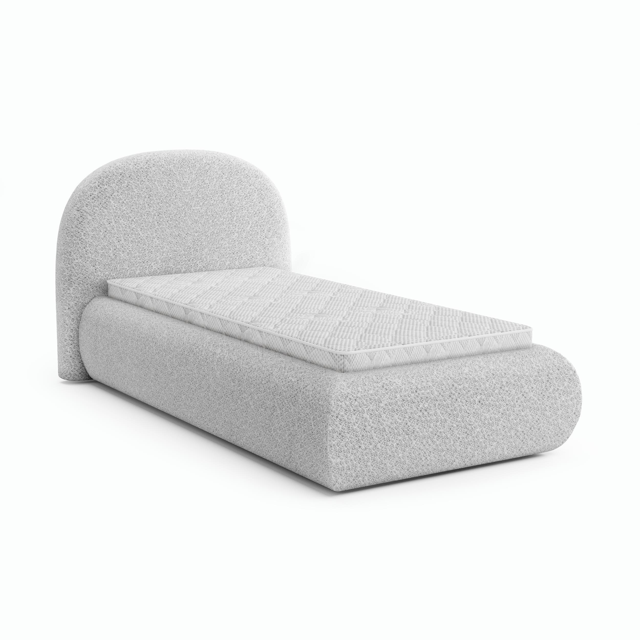 Beautysofa ČALOUNĚNÁ POSTEL Motti 90×200, jednolůžko s úložným prostorem a pěnovou matrací 10 cm, světle šedá