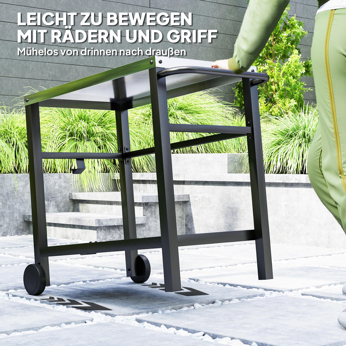 GRILLWAGEN mit Seitengriff Dunkelgrau - Dunkelgrau, Metall (56/81/102cm) - Outsunny