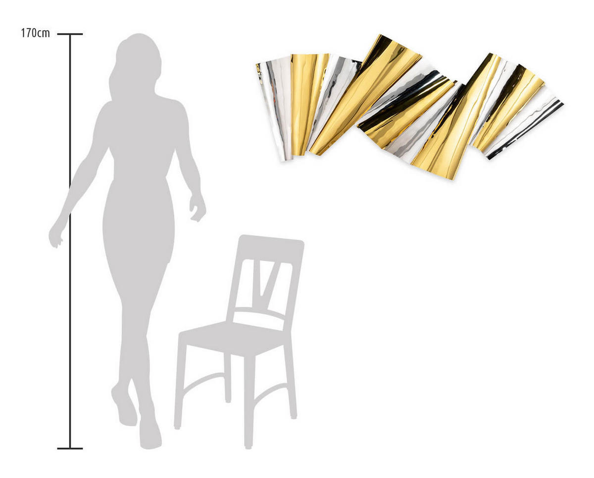 WANDDEKO Gold 120/60 cm - Silberfarben/Goldfarben, Metall (3.6/60/8cm) - KUNSTLOFT