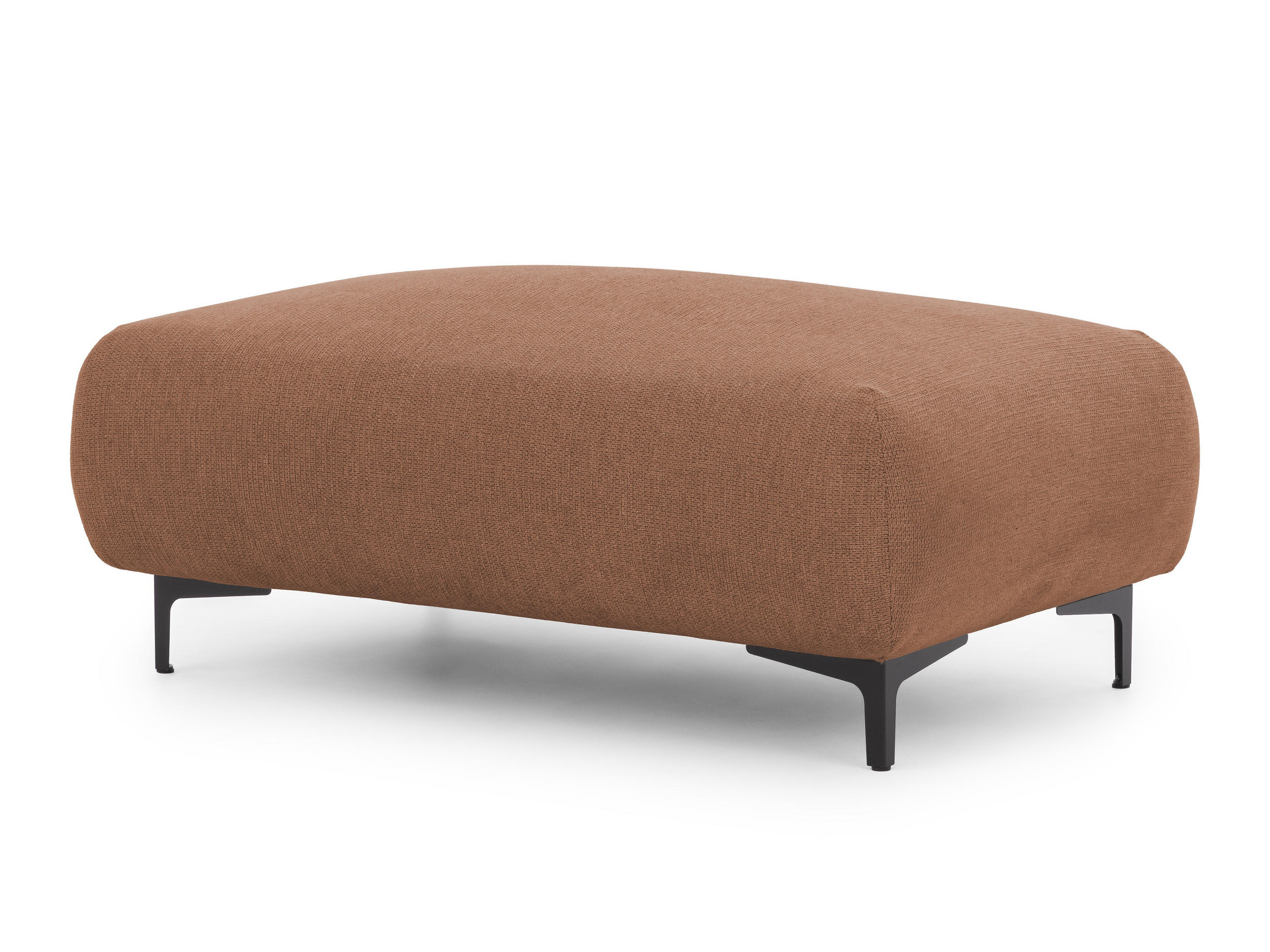 POLSTERHOCKER Cardea in Bubble-Optik aus weichem Terrakotta Strukturstoff mit hohem Sitzkomfort - Terracotta/Schwarz, Holz/Textil (110/46/65cm) - S-Style Möbel
