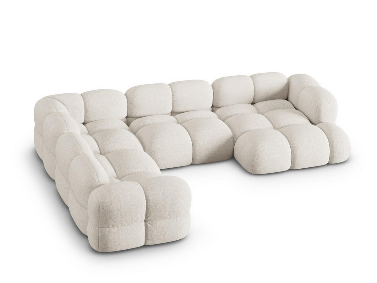 PANORAMASOFA links Loretto aus strukturiertem Stoff beige 5 Sitzplätze - Beige, Textil (250/68/345cm) - Cosmopolitan Design