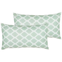 GARTENKISSEN 2er-Set Rautenmuster mintgrün/weiß 40/70 cm Kalamos - Grün, Textil (40/70cm) - Beliani